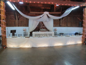 balls falls wedding, backdrop, head table, ceiling draping, twinkle lighting, hamilton wedding, niagara wedding