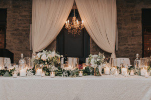 stone mill inn wedding decor head table backdrop